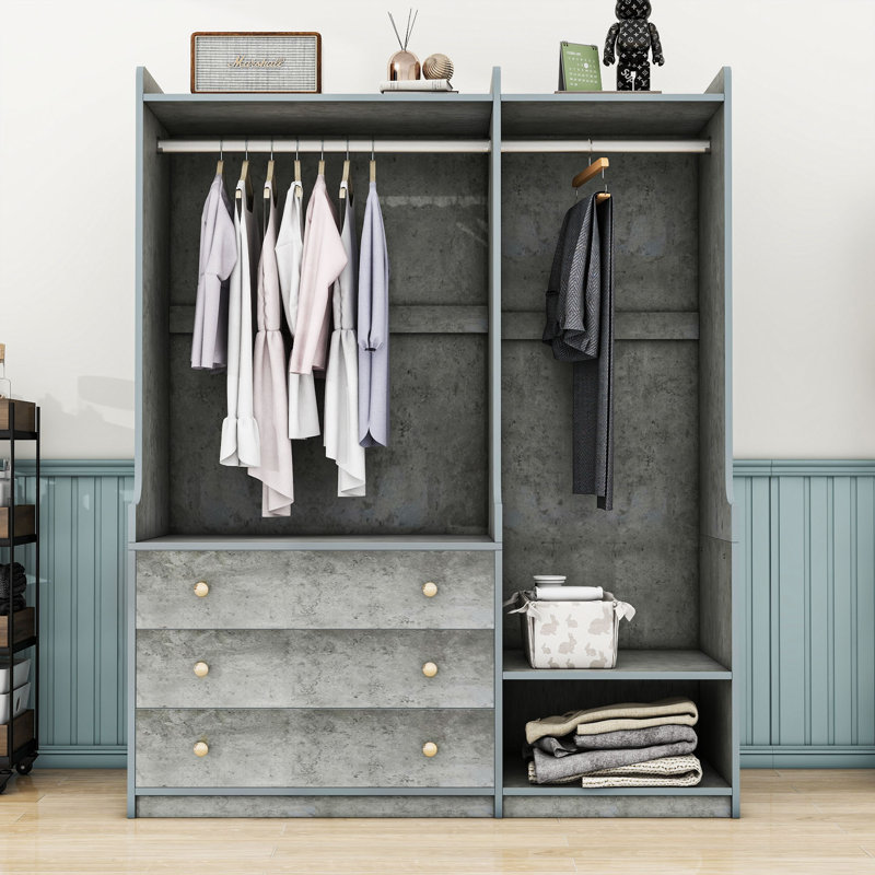 Latitude Run® Lodine Wood Open Wardrobe Storage Unit with Hanging